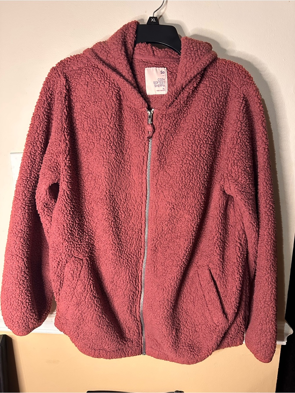 SO Plush Hooded Zip Jacket in Dusty Rose